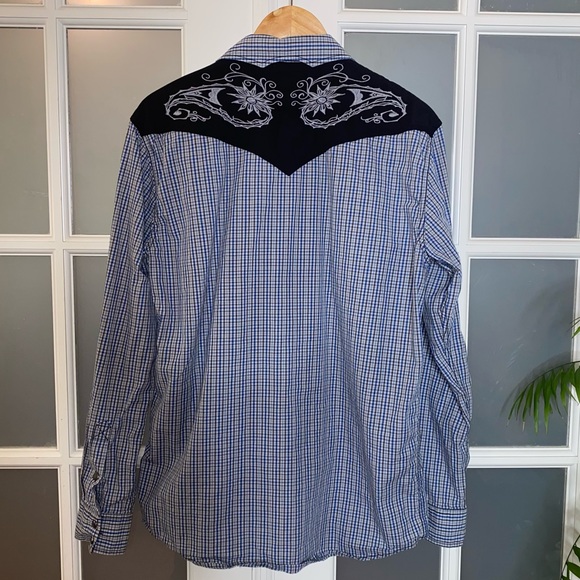 EUC Men’s Size Medium, Moon Shine Western Style Long Sleeve Snap Shirt - Picture 4 of 17